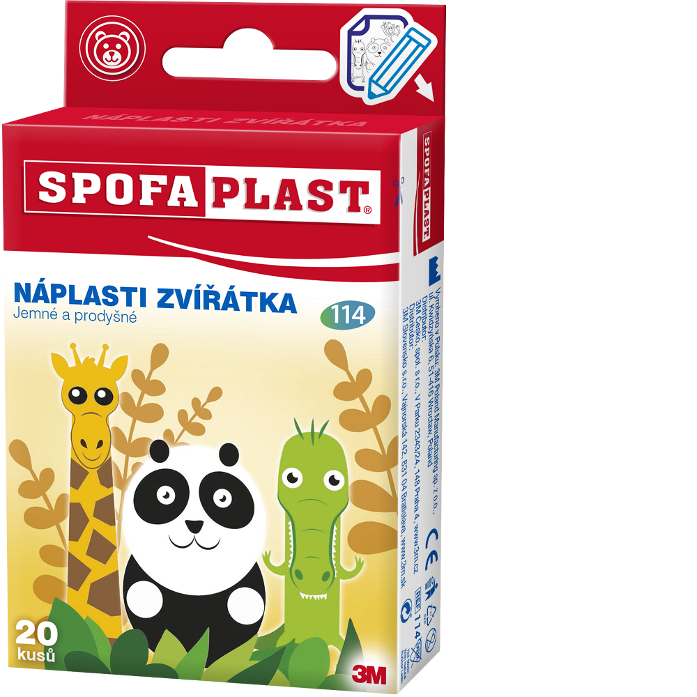 3M™ SPOFAPLAST 114 Dětské náplasti zvířátka 20 kusů