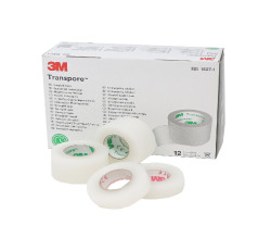 3M Transpore Papírová chirurgická páska 2,5 cm x 9,1m 12 ks transparentní
