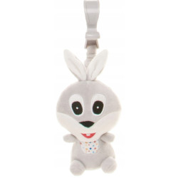 4 BABY Závěsná plyšová hračka s pískátkem, Rabbit, šedá