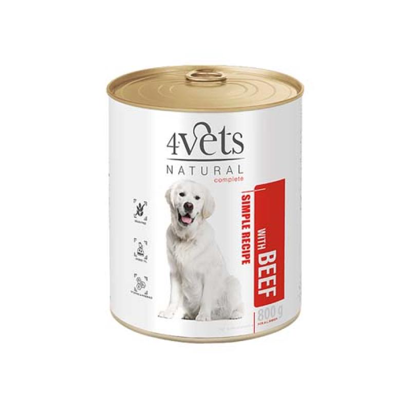 4vets NATURAL SIMPLE RECIPE s hovězím masem 800g konzerva pro psy