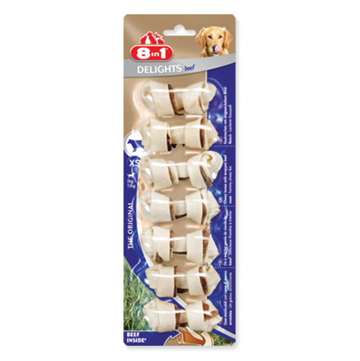 8IN1 Delights kost žvýkací hovězí XS 7 kusů