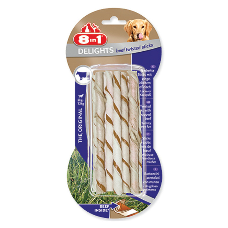 8IN1 Delights kroucená žvýkací tyčinka hovězí 10 kusů