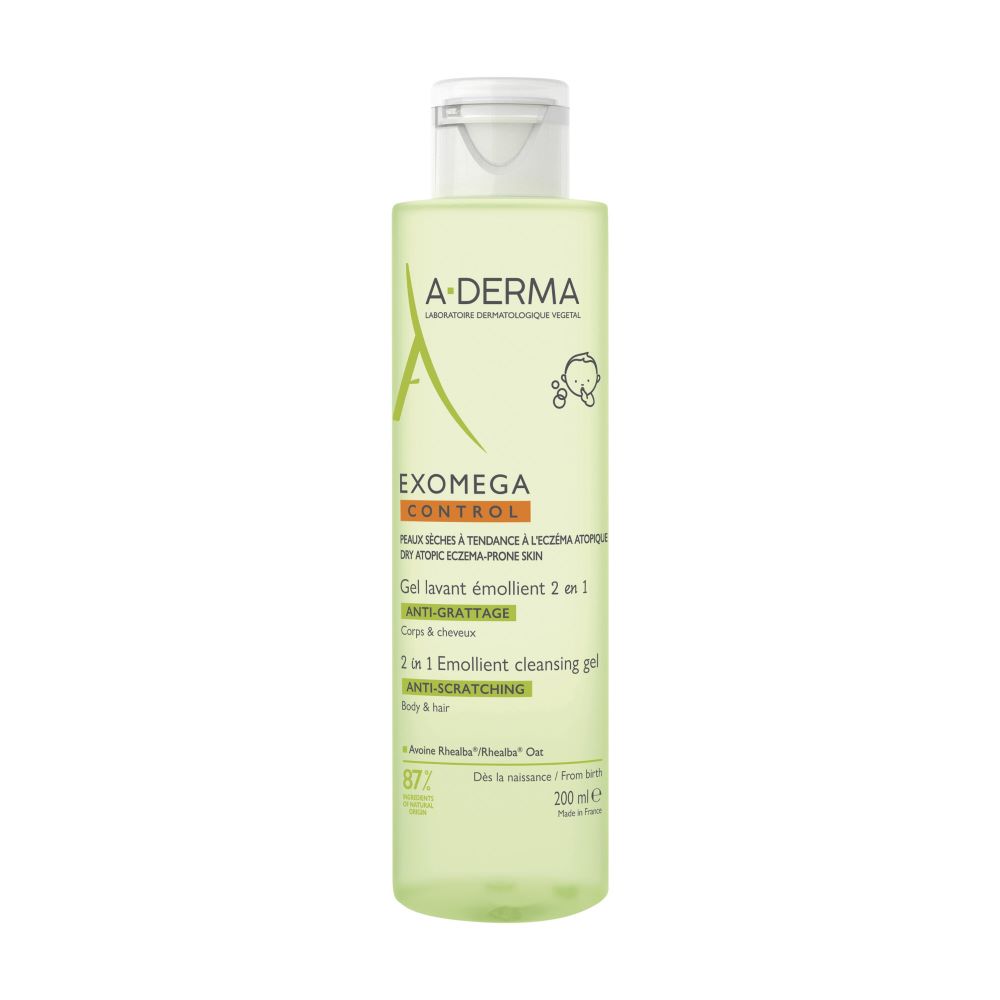 A-Derma Exomega Control zvláčňující mycí gel pro suchou kůži se sklonem k atopii 2v1 200 ml