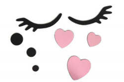 Adam Toys Dekorace na zeď - Spící očka se srdíčky, růžové, Adam Toys