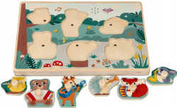 Adam Toys Dřevěná aktivní vkládačka se zvuky, Lesní zvířátka, přírodní
