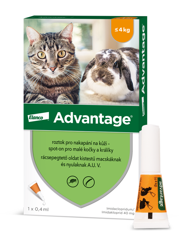 ADVANTAGE Malé Kočky 40 mg + králíci Spot-on 0.4 ml