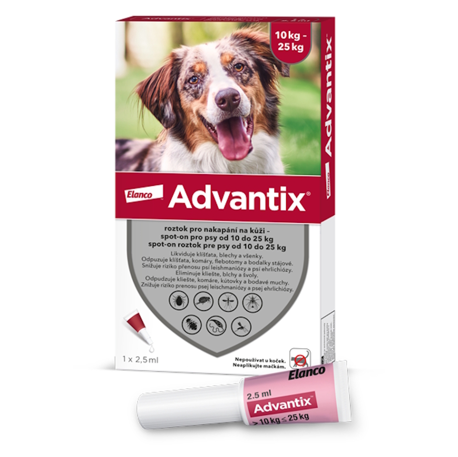 ADVANTIX Spot-on pro psy 10-25 kg 2,5 ml 1 pipeta