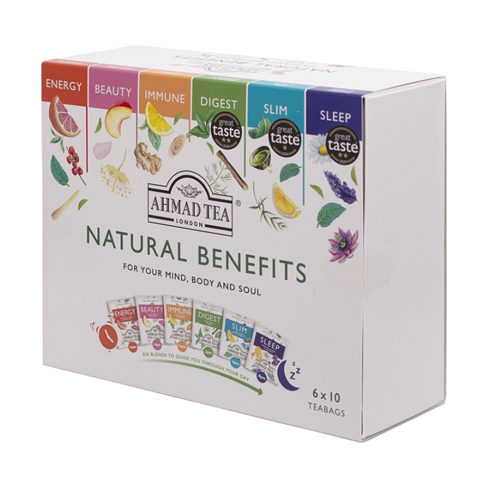 AHMAD TEA Natural benefits selection bylinné a zelené čaje 60 sáčků