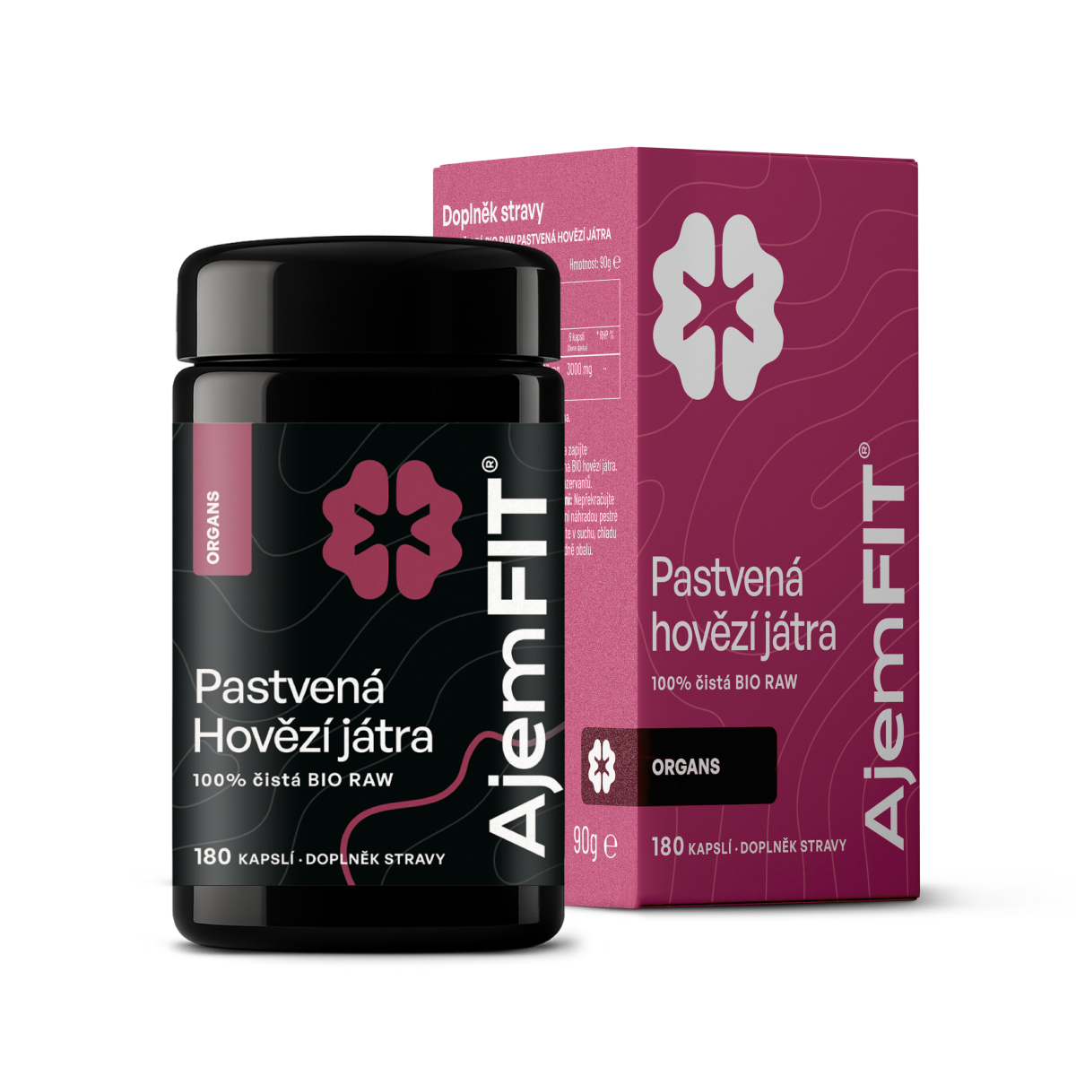 AjemFIT BIO Raw Hovězí Játra - 180 kapslí - 90g