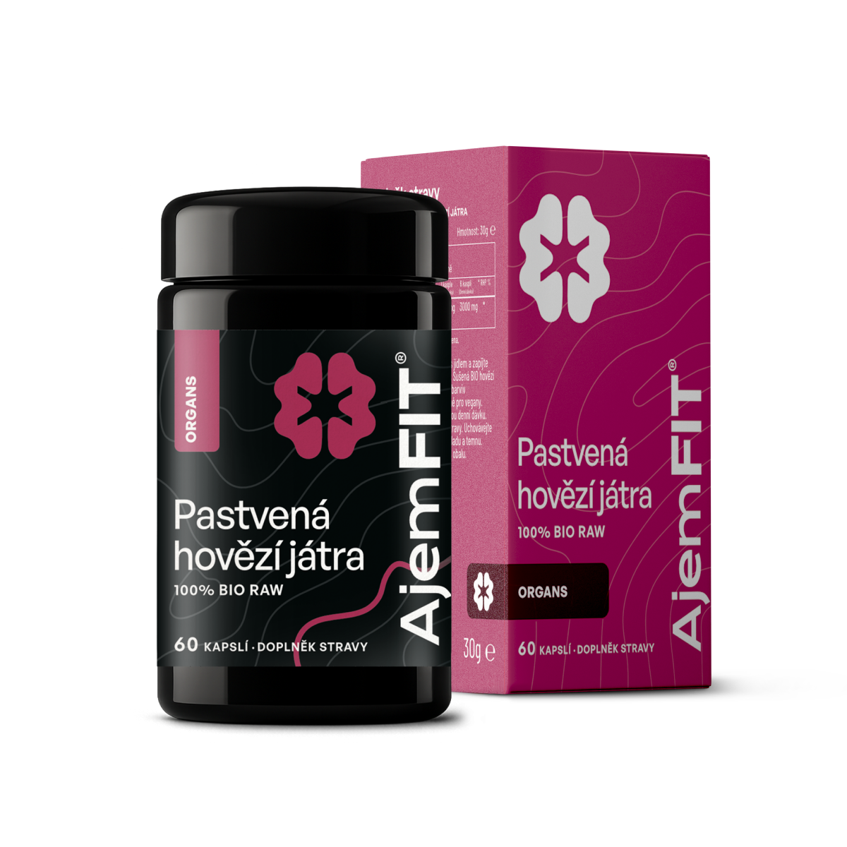 AjemFIT BIO Raw Hovězí Játra - 60 kapslí - 30g