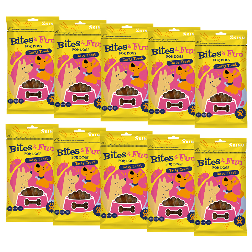 Akinu BITES & FUN Kuřecí kousky pamlsek pro psy 10 x 85 g