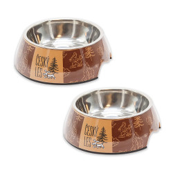Akinu ČESKÝ LES Melaminová miska s nerez vložkou hříbková hnědá S 2 x 400 ml