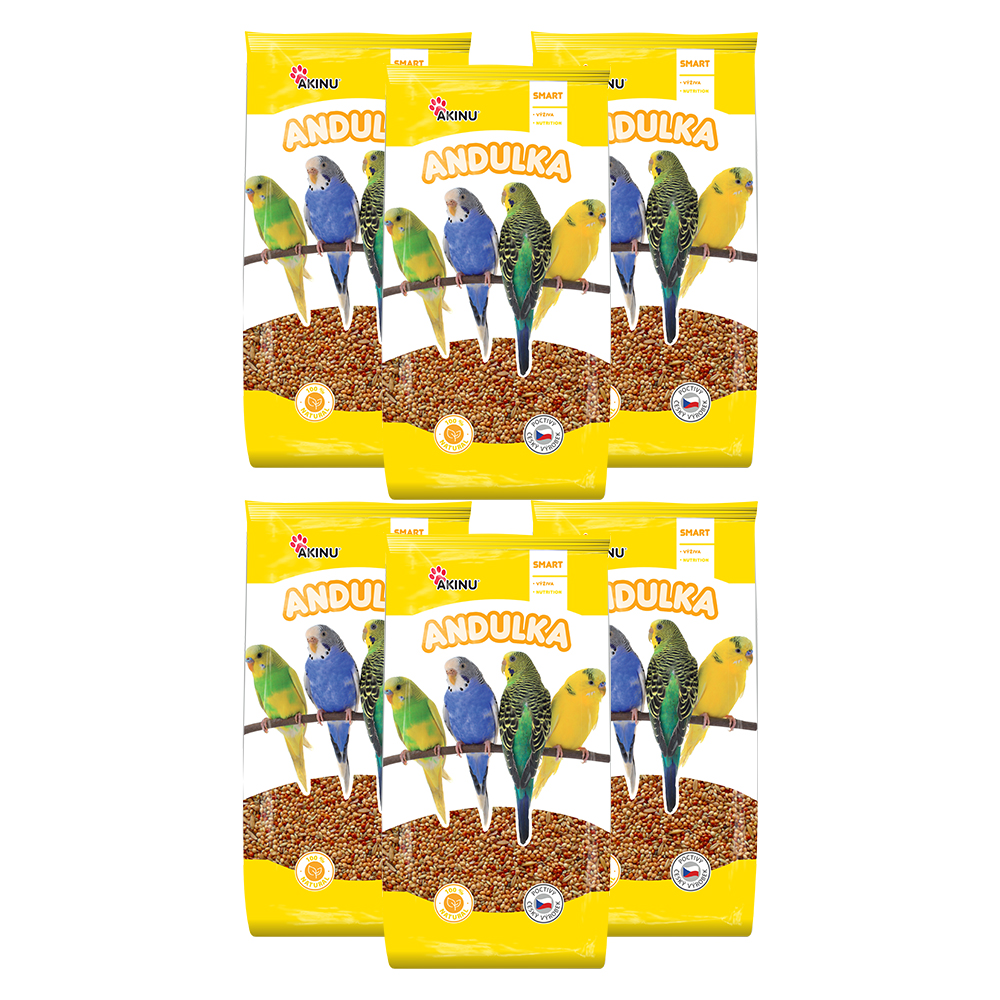 Akinu Kompletní menu krmivo pro andulky 6 x 1 kg
