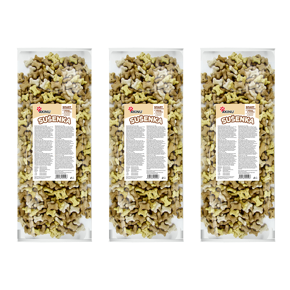Akinu Kostičky sušenka pamlsek pro psy 2,2 cm 3 x 1 000 g