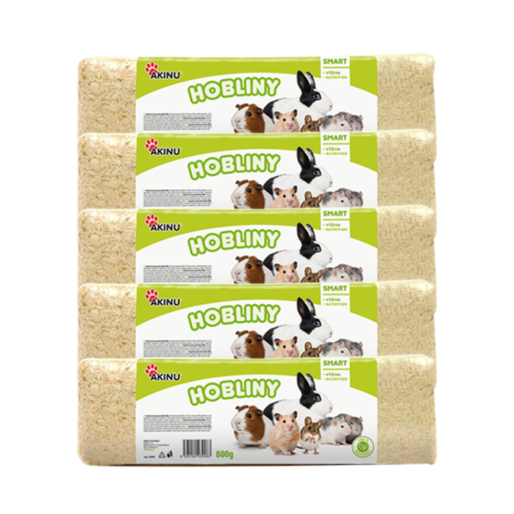 Akinu Lisované hobliny podestýlka pro malé / velké hlodavce a králíky 5 x 800 g
