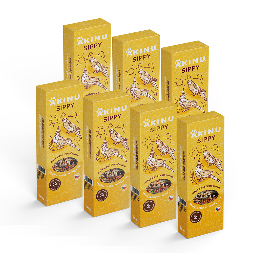 Akinu SIPPY Vitamínovo - medová tyč doplňkové krmivo pro malé papoušky 7 x 2 ks