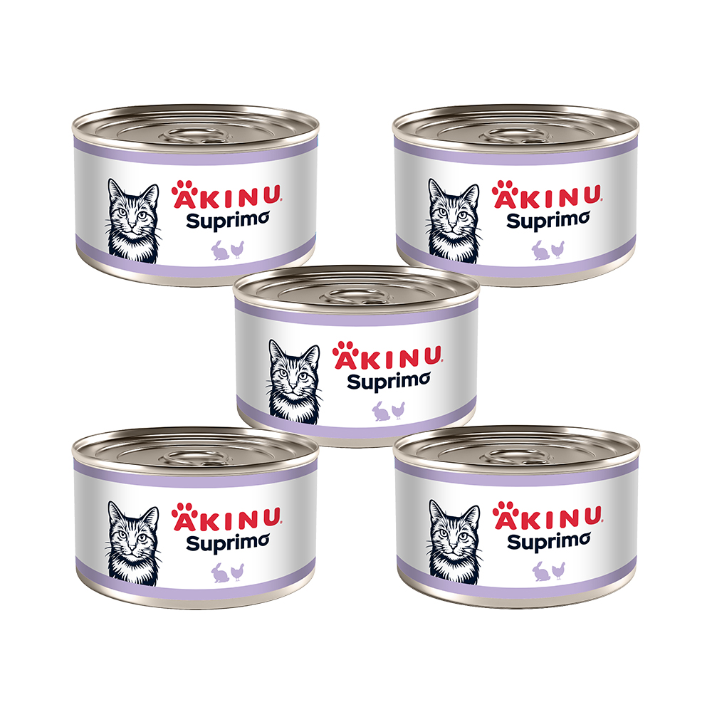 Akinu SUPRIMO Mleté s králičím konzerva pro kočky 200 g MTP 5 ks
