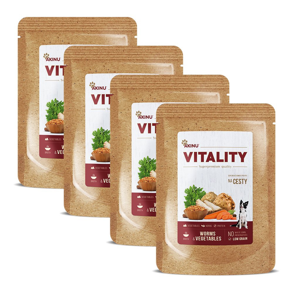 Akinu VITALITY Hmyzí vývar kapsa pro psy na cesty 4 x 200 g