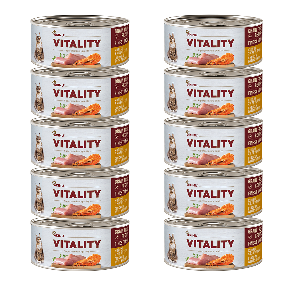 Akinu VITALITY Kuřecí & krevety konzerva pro kočky 10 x 70 g