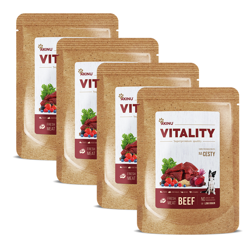 Akinu VITALITY na cesty hovězí pro psy 4 x 150 g