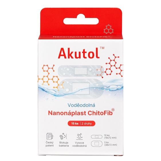 AKUTOL Nanonáplast ChitoFib voděodolné balení 15 ks