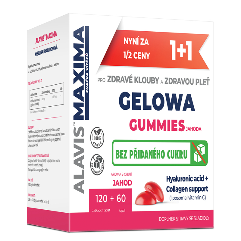 Alavis Maxima Gelowa Gummies jahoda 120 tablet + 60 kapslí