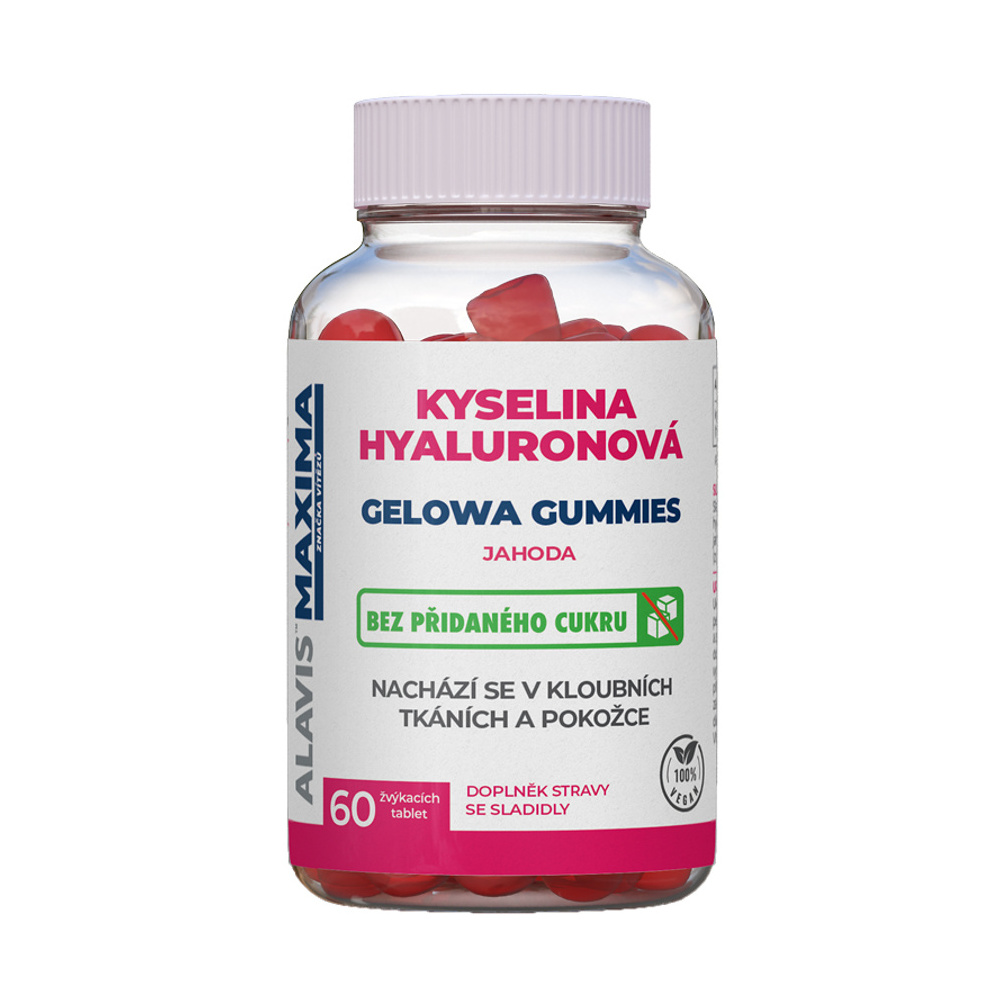 Alavis Maxima Kyselina hyaluronová gummies jahoda 60 žvýkacích tablet
