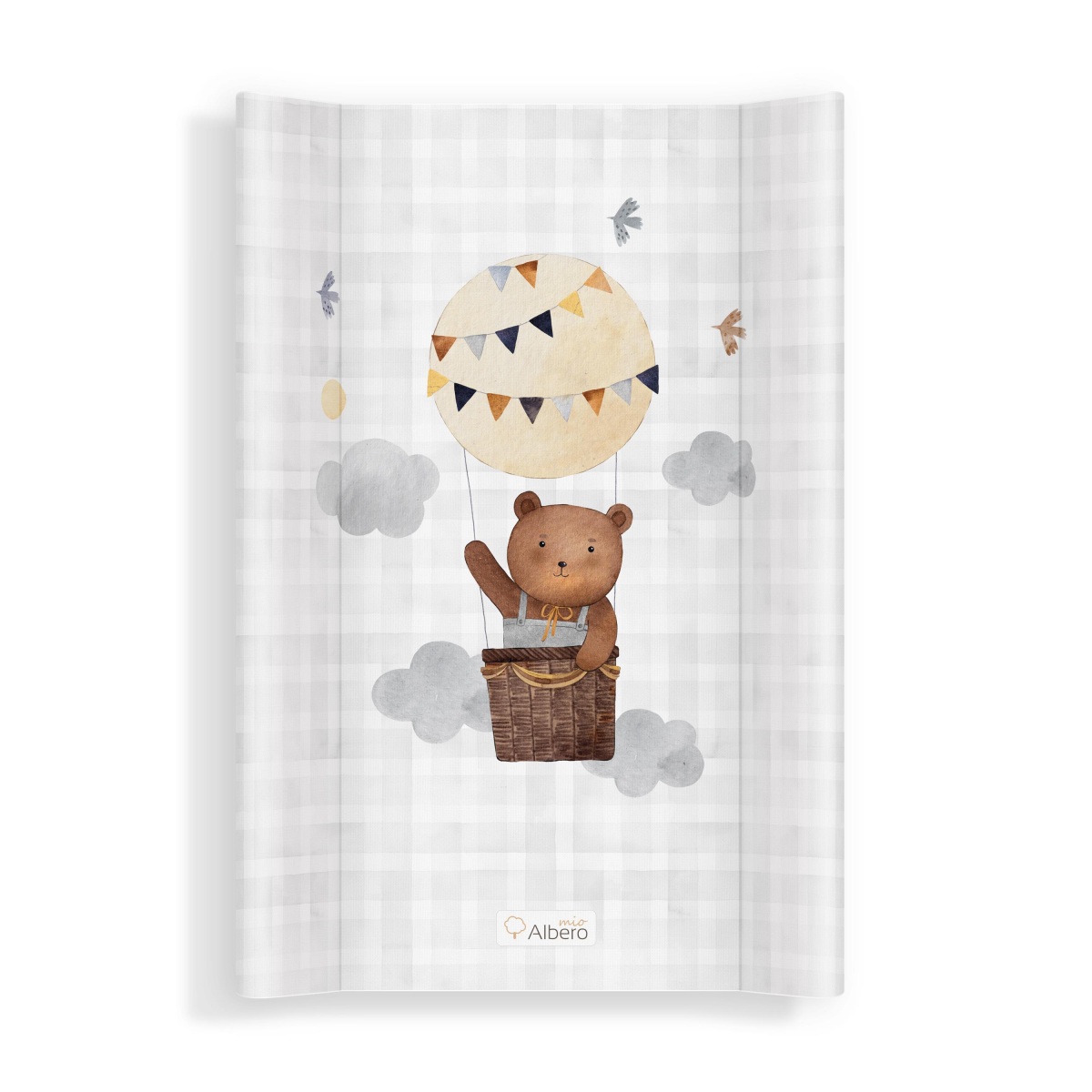 Albero Mio Přebalovací podložka na postýlku, tvrdá, 70×47 cm, Medvěd v balónu