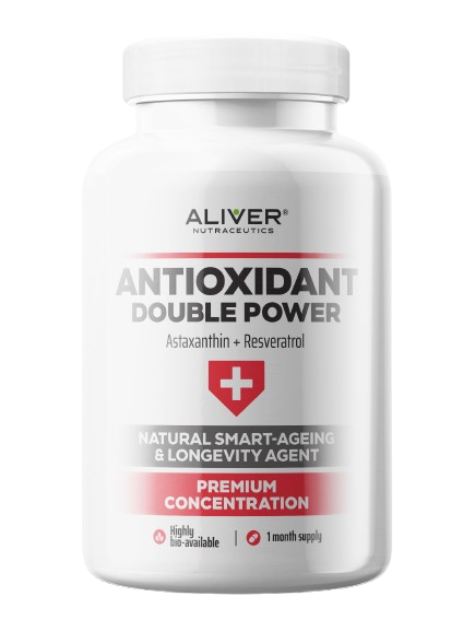 ALIVER Antioxidant Double Power, Astaxanthin+Resveratrol 60 kapslí