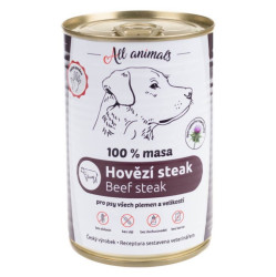 ALL ANIMALS konzerva hovězí steak pro psy 400 g