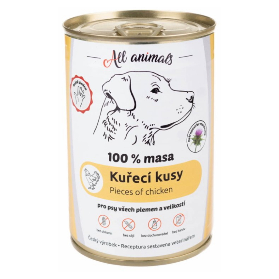 ALL ANIMALS konzerva kuřecí kousky pro psy 400 g