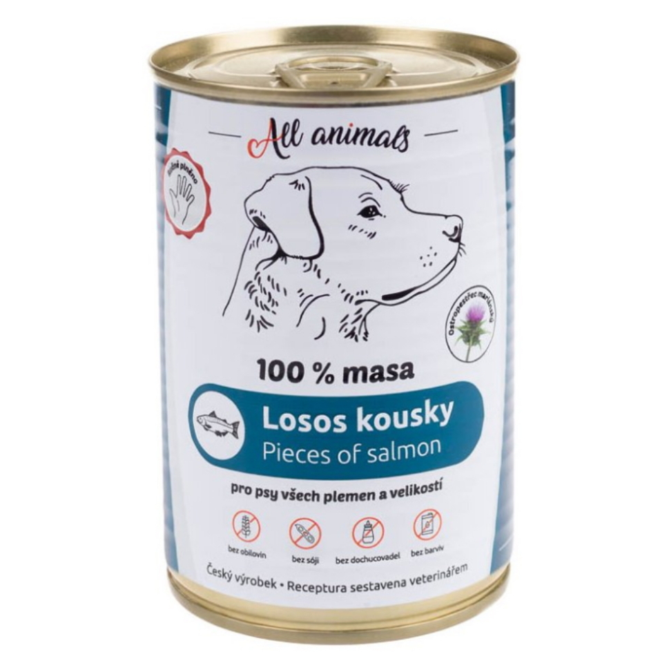 ALL ANIMALS konzerva losos kousky pro psy 400 g