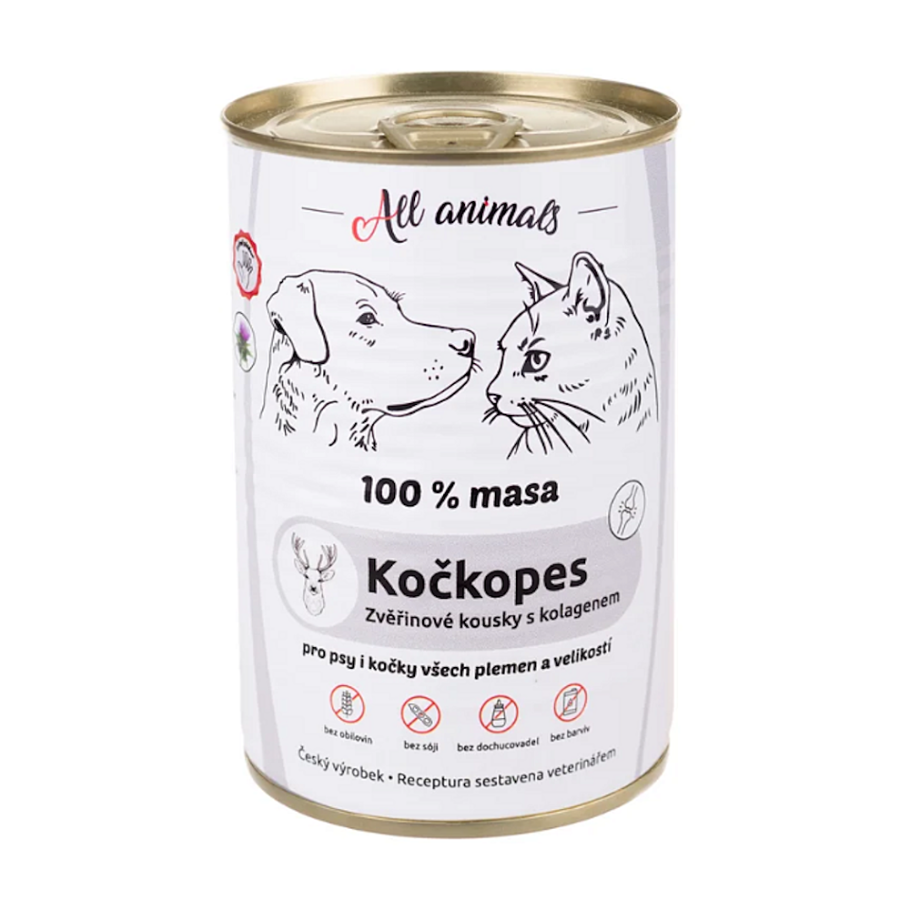 ALL ANIMALS Zvěřinové kousky s kolagenem konzerva 400 g
