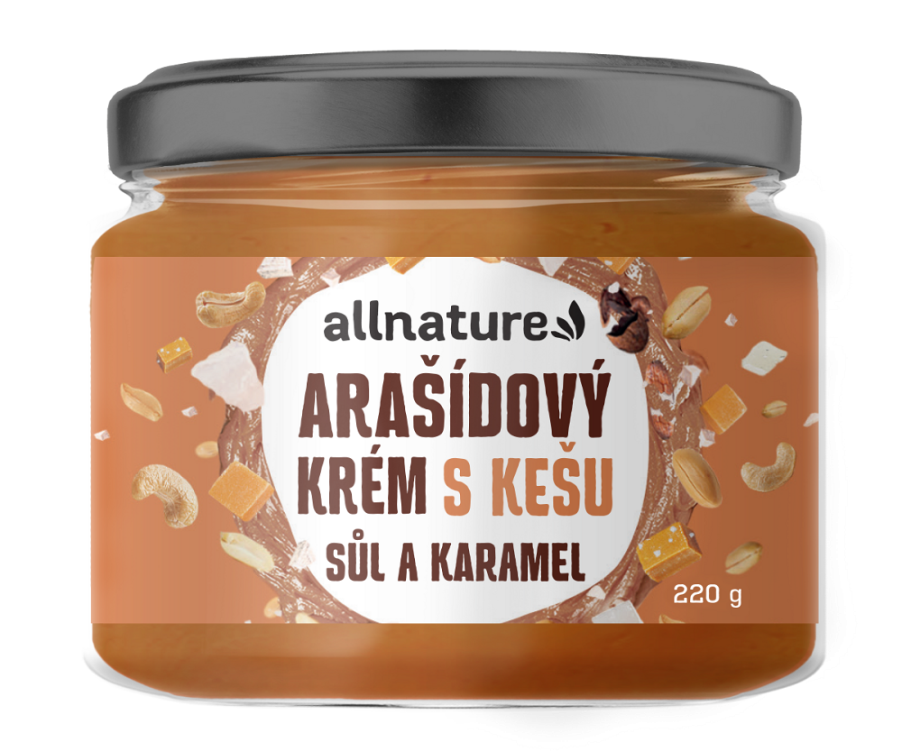 ALLNATURE Arašídový krém s kešu, solí a karamelem 220 g