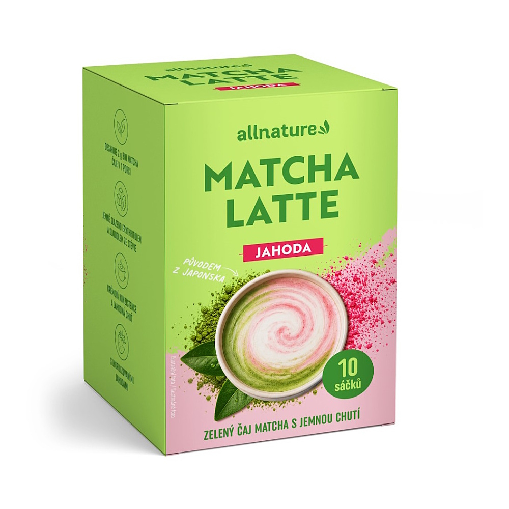 ALLNATURE Matcha latte jahoda 10 x 20 g