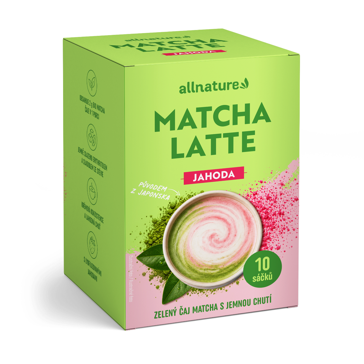 Allnature Matcha latte jahoda 10x20 g