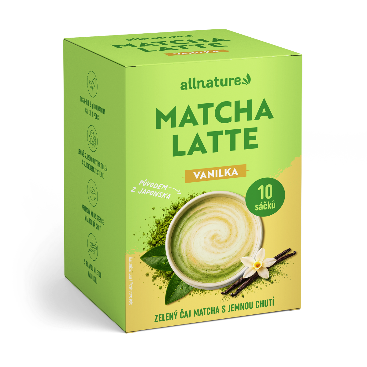 Allnature Matcha latte vanilka 10x17 g