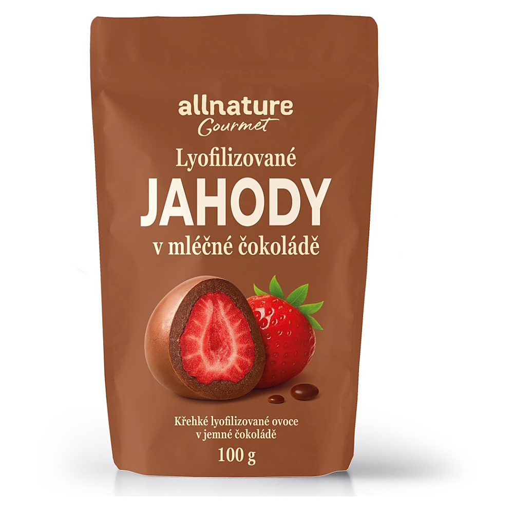 ALLNATURE Mrazem sušené jahody v mléčné čokoládě 100 g