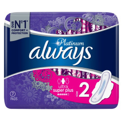 ALWAYS Platinum Long Plus vel.2 Hygienické vložky s křidélky 7 ks