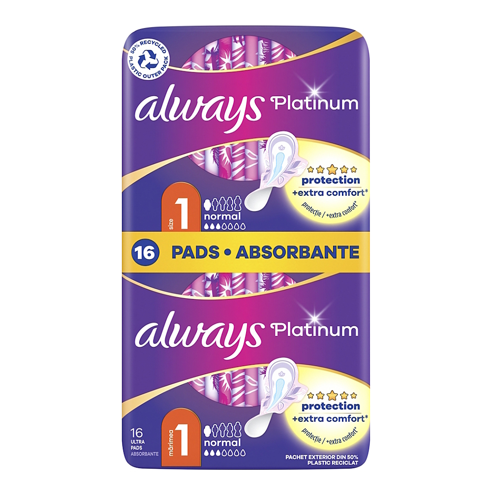 ALWAYS Platinum Normal vel.1 Hygienické vložky s křidélky 16 kusů