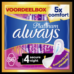 ALWAYS Ultra Hygienické Vložky Secure Night (velikost 4) s křidélky X 56 ks