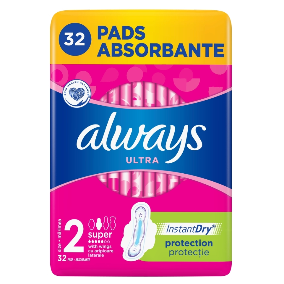 ALWAYS Ultra Super Plus vel.2 Hygienické vložky s křidélky 32 ks