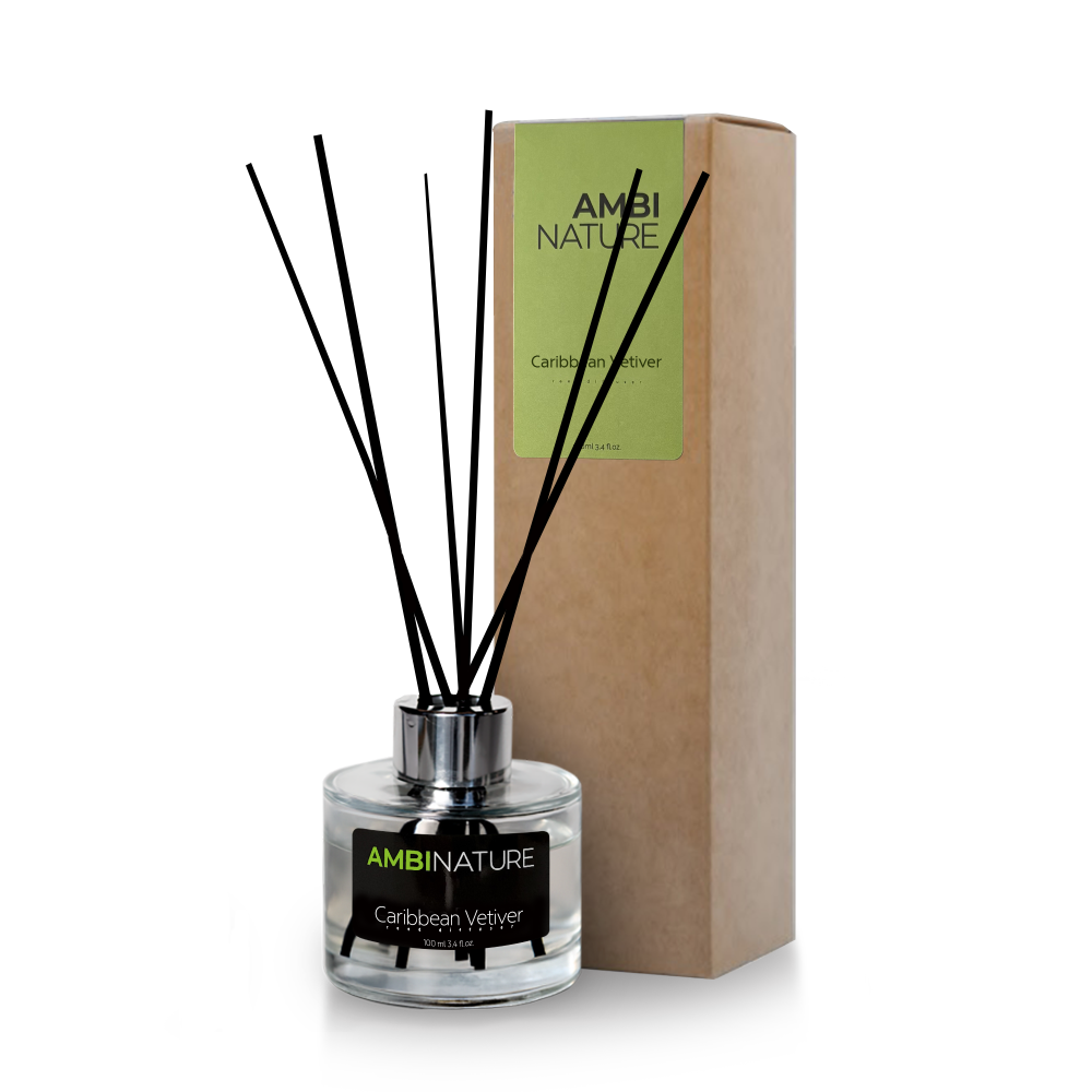 Ambinature Tyčinkový difuzér CARIBBEAN VETIVER MIKADO 100 ml Černá