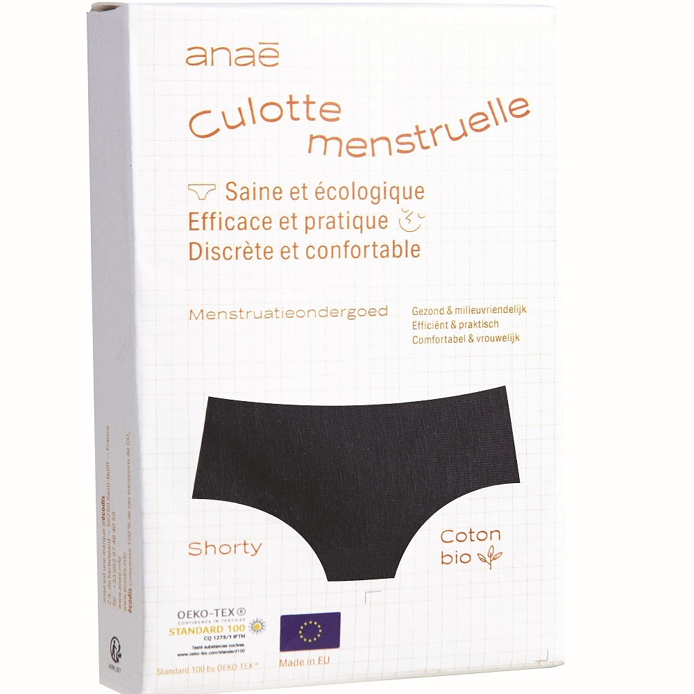ANAÉ BY ECODIS Menstruační kalhotky Panty na slabou menstruaci černé  L