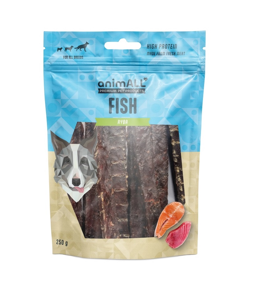 animALL Tuňákové proužky s kachním pamlsky pro psy 250 g