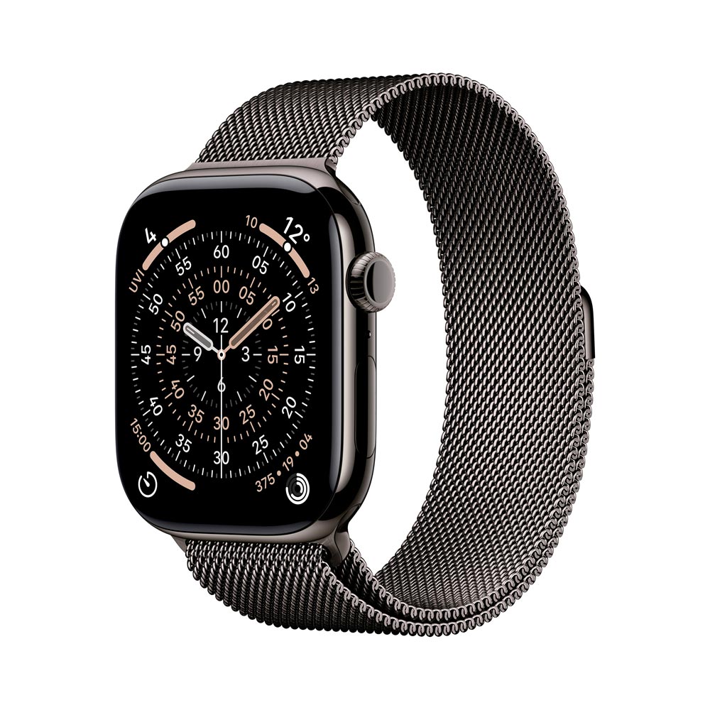 Apple Watch 11 46 mm titan, milánský řemínek S/M chytré hodinky