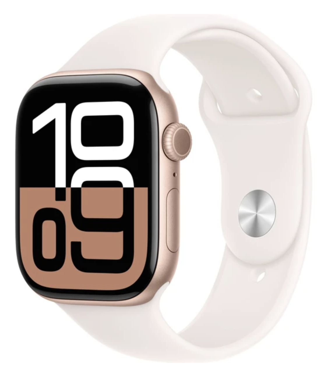 APPLE Watch Series 10 42mm Růžově zlatý hliník se světle ruměnným sportovním řemínkem M/L