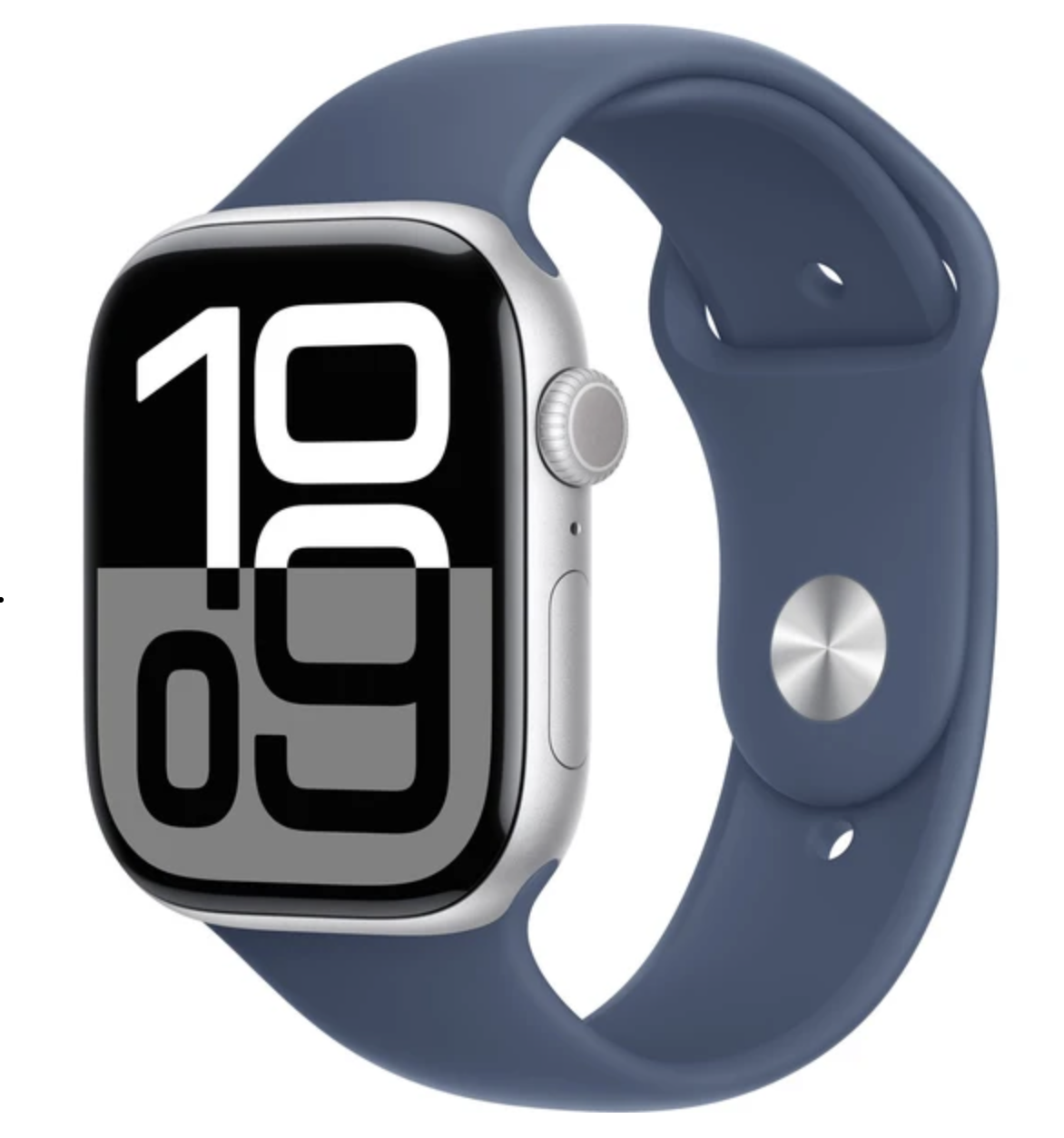 APPLE Watch Series 10 42mm Stříbrný hliník s denimovým sportovním řemínkem M/L