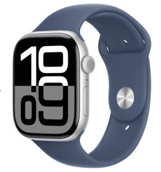 APPLE Watch Series 10 42mm Stříbrný hliník s denimovým sportovním řemínkem M/L