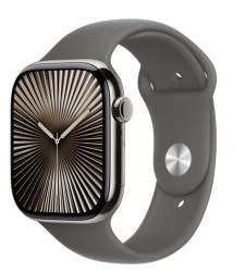 APPLE Watch Series 10 Cellular 42mm Přírodní titan se skálově šedým sportovním řemínkem M/L